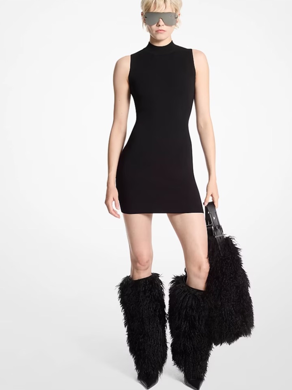 Michael Michael Kors 💯% Cashmere High Neck Line Black Mid Dress Size XS|XP